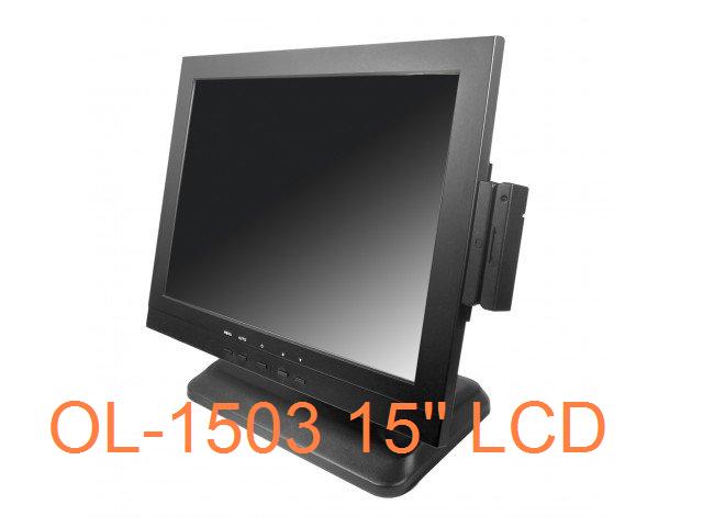 Монитор LCD 15" OL-1503, сенсорный USB, черный (без счит.)